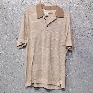 Penguin Grand Slam Mens Tan Cotton/Polyester Short Sleeve Polo Shirt Medium M